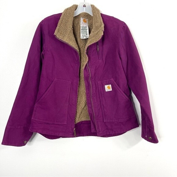 Carhartt Jacket Canyon Sandstone Sherpa Lined Pink Y2K WJ022 Women's X-Small - Picture 2 of 7